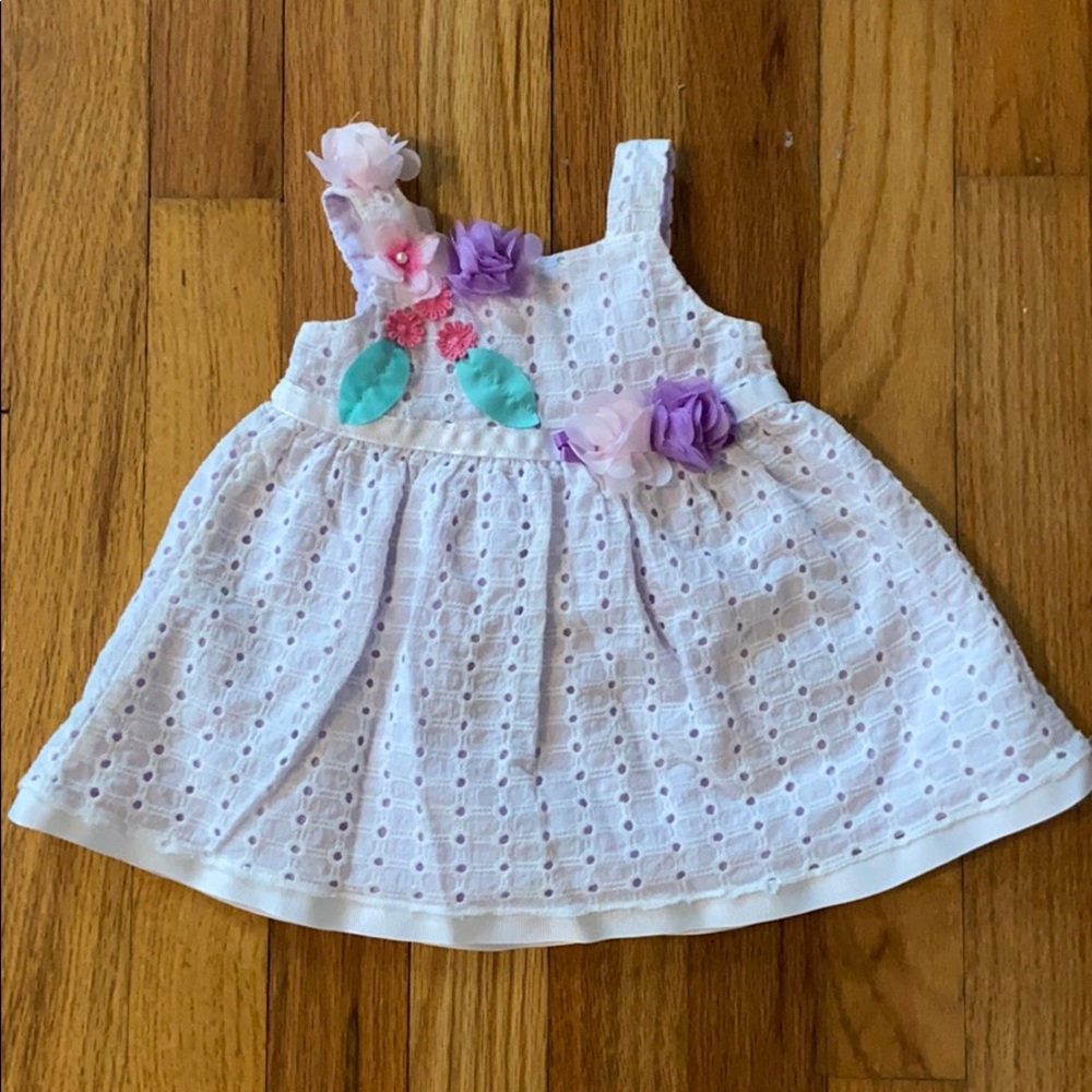 White Baby Girls Dress with Flowers